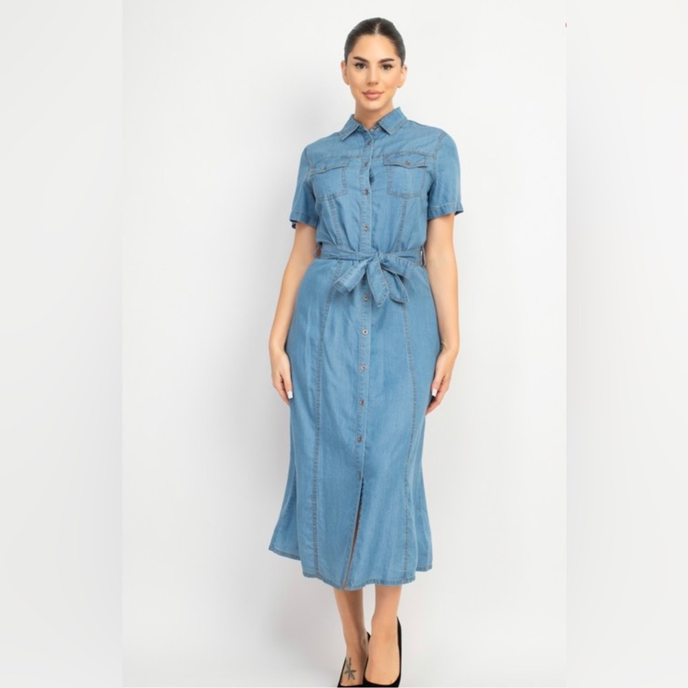 Waist Tie Denim Dress